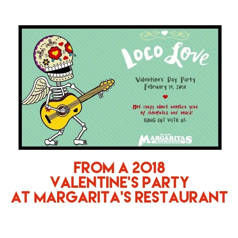 Loco Love skeleton Sugar skull playing guitar  Margarita's Valentine's glass EUC